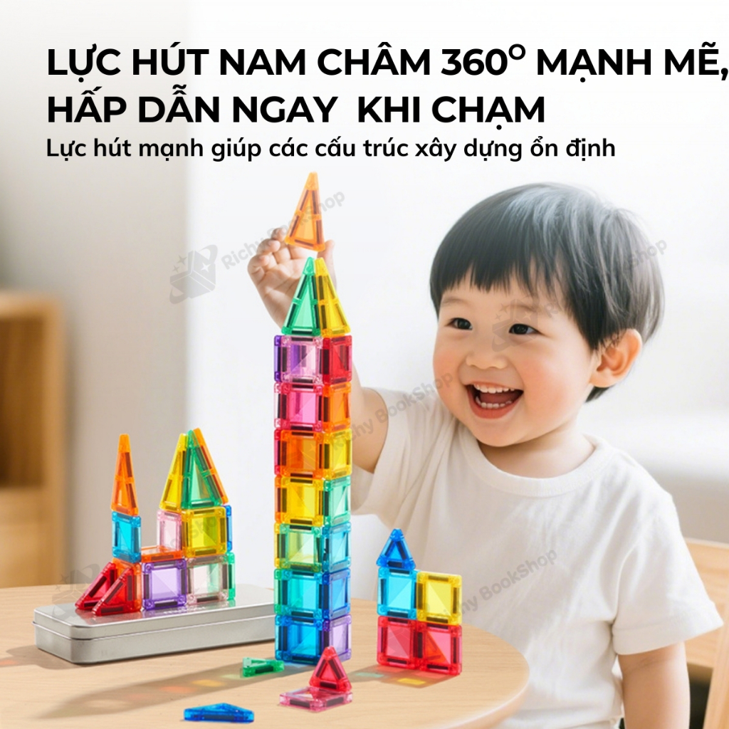 Đồ chơi nam châm xếp hình mini Mideer lắp ráp mô hình Colorful Magnetic Tiles