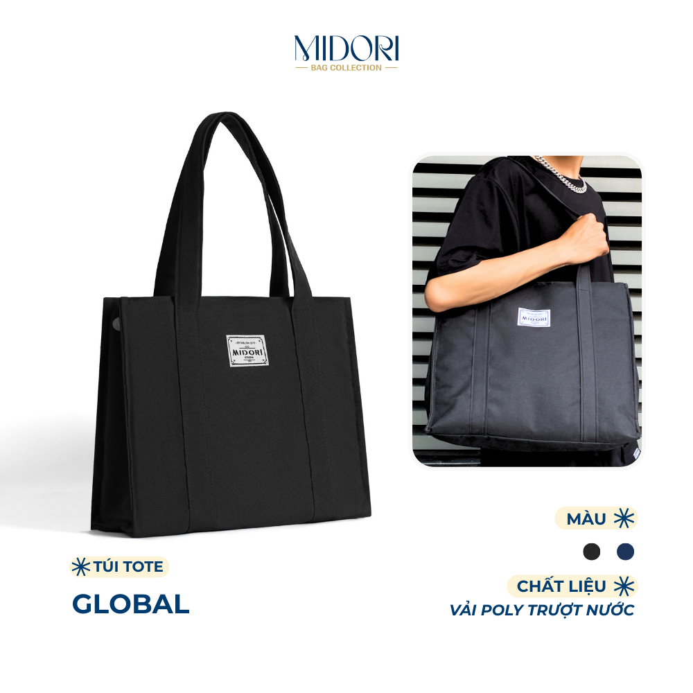 Túi GLOBAL TOTE Đeo Vai Unisex Nam Nữ Thời Trang Đi Học Đi Làm | MIDORI BAG COLLECTION