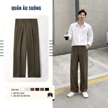 [DEAL MỞ BÁN] QUẦN ÂU ỐNG SUÔNG CẠP CHUN SAU MÀU NÂU TÂY, QUẦN TÂY NAM, QUẦN ÂU NAM ỐNG RỘNG, QUẦN ÂU SUÔNG CẠP CAO