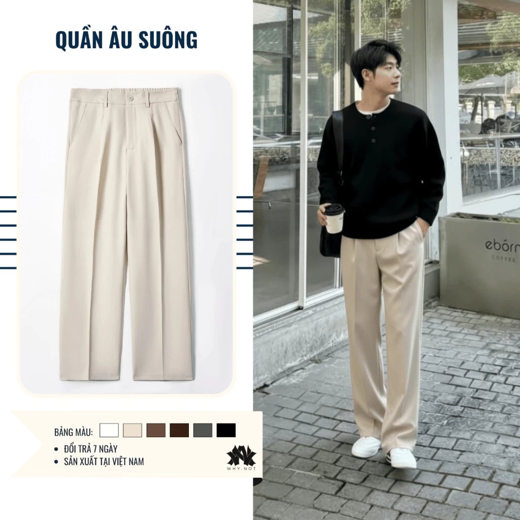 [DEAL MỞ BÁN] QUẦN ÂU ỐNG SUÔNG CẠP CHUN SAU MÀU BE, QUẦN TÂY NAM, QUẦN ÂU NAM ỐNG RỘNG, QUẦN ÂU SUÔNG CẠP CAO