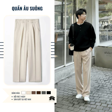 [DEAL MỞ BÁN] QUẦN ÂU ỐNG SUÔNG CẠP CHUN SAU MÀU BE, QUẦN TÂY NAM, QUẦN ÂU NAM ỐNG RỘNG, QUẦN ÂU SUÔNG CẠP CAO