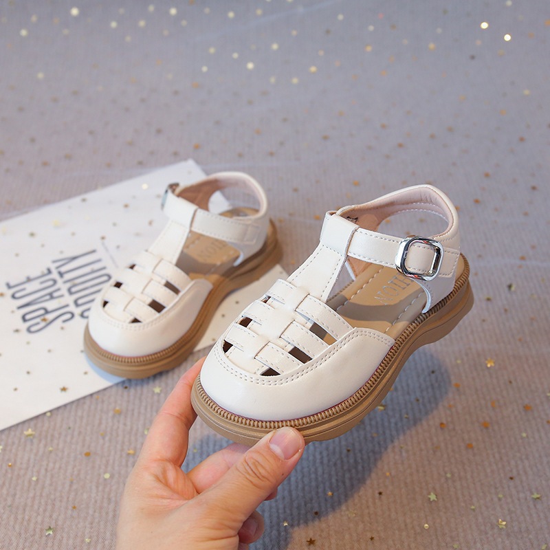 [M028] Sandal Rọ Bé Gái Da Mềm Cao Cấp - Giày Sandal Rọ Cho Bé Phong Cách Hàn Quốc Vintage Đế Êm Chống Trượt TH Kids