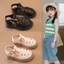 Sandal Rọ Bé Gái Da Mềm Cao Cấp - Giày Sandal Rọ Cho Bé Phong Cách Hàn Quốc Vintage Đế Êm Chống Trượt TH Kids