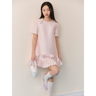 Đầm OLV suông tafta bóng ngọt ngào Blush Tafta Pleated Bow Mini Dress phù hợp đi chơi