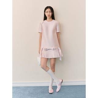 Đầm OLV suông tafta bóng ngọt ngào Blush Tafta Pleated Bow Mini Dress phù hợp đi chơi