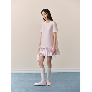Đầm OLV suông tafta bóng ngọt ngào Blush Tafta Pleated Bow Mini Dress phù hợp đi chơi