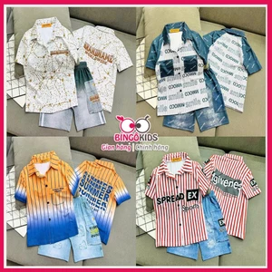 Đồ bé trai trai Sơ mi đẹp thời trang đi chơi, thun lạnh in 3D thun thái đẹp mặc tết