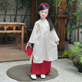 [8-26kg] Áo Dài Tết Sang Xịn Cho Bé Gái ( Áo + Quần)