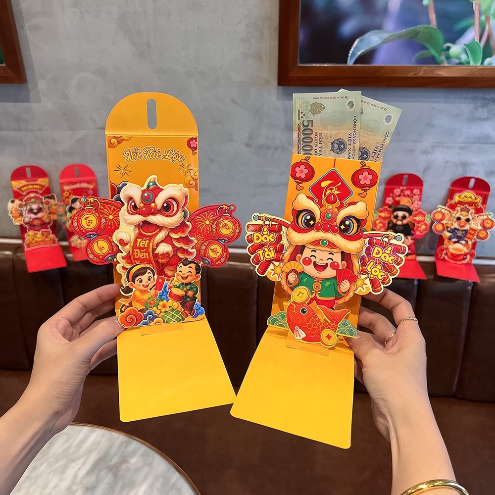 Bao Lì Xì Xòe Popup 3D Cao Cấp Đôremon Xinh Xắn Hot Trend 12 Mẫu Nghệ Thuật Quà Tặng Năm Mới- Đồ Chơi Cho Bé PUKAPI