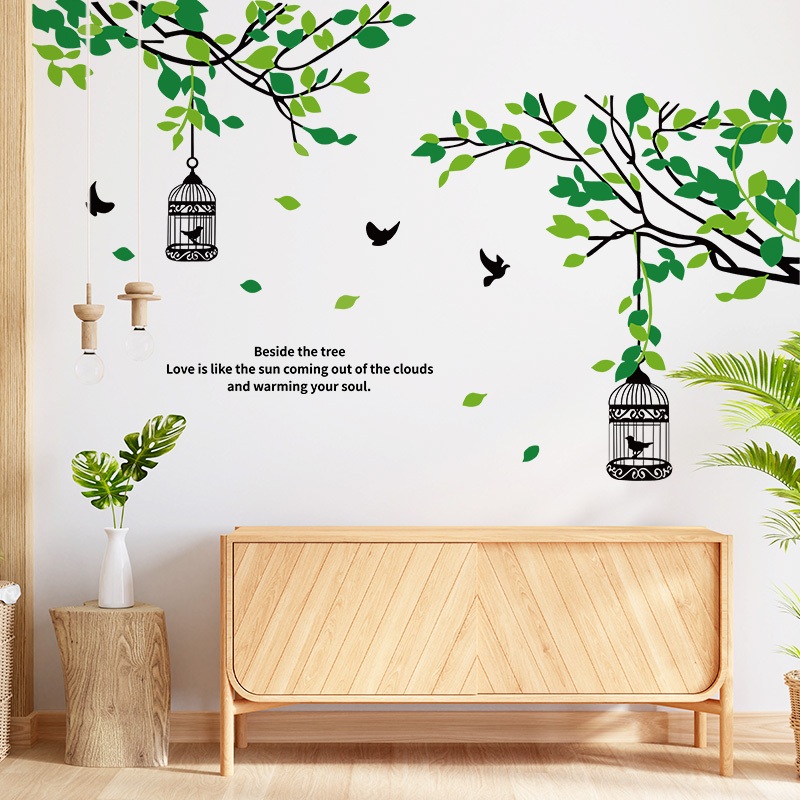 Decal Dán Tường Cây Xanh Nghệ Thuật Có Keo Sẵn 155x70cm – Trang Trí Phòng Khách Không Gian Xanh
