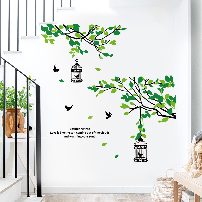 Decal Dán Tường Cây Xanh Nghệ Thuật Có Keo Sẵn 155x70cm – Trang Trí Phòng Khách Không Gian Xanh