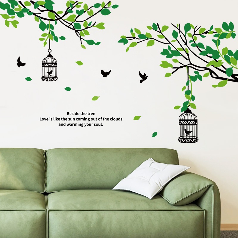 Decal Dán Tường Cây Xanh Nghệ Thuật Có Keo Sẵn 155x70cm – Trang Trí Phòng Khách Không Gian Xanh