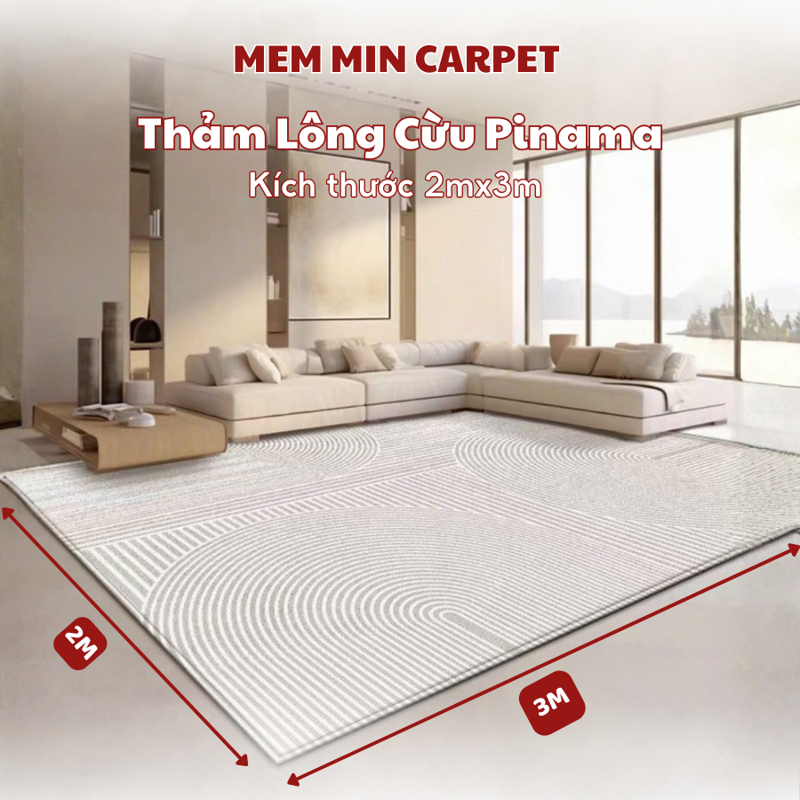 (TH78) Thảm Pinama lông cừu Memmincarpet dày dặn ấm áp, họa tiết basic sang trọng hiện đại