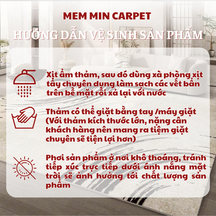 (TH78) Thảm Pinama lông cừu Memmincarpet dày dặn ấm áp, họa tiết basic sang trọng hiện đại