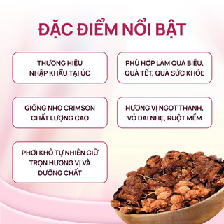Nho khô nguyên cành Crimson nhập khẩu Úc Adora st Food ngọt thanh, dinh dưỡng phù hợp làm quà tết