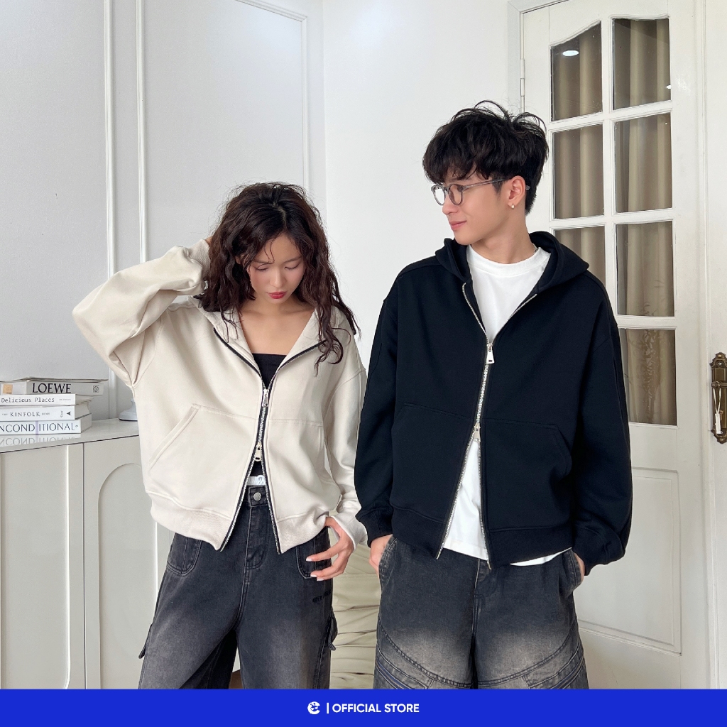 Áo khoác hoodie zip nam nữ mũ 2 lớp boxy Local Brand Chính Hãng City Cycle Áo Khoác Hoodie zip On My Way
