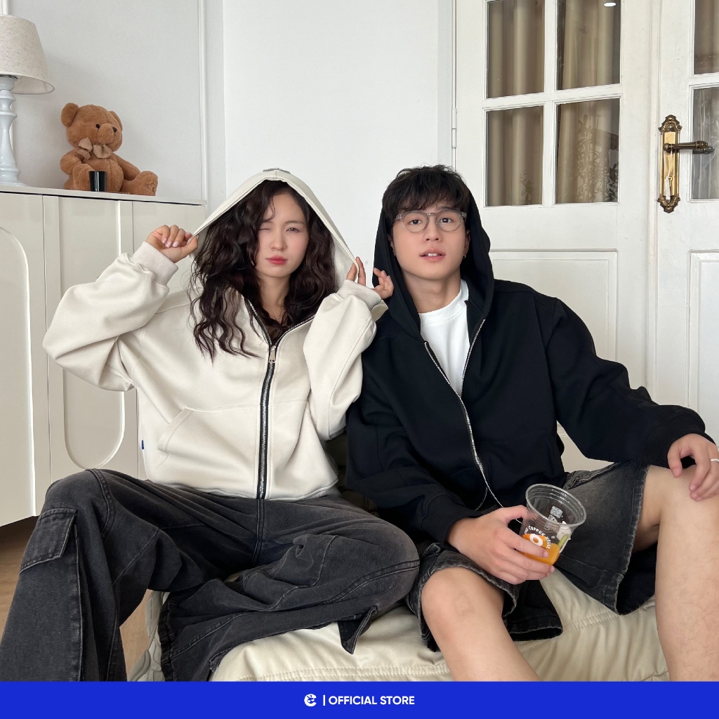 Áo khoác hoodie zip nam nữ mũ 2 lớp boxy Local Brand Chính Hãng City Cycle Áo Khoác Hoodie zip On My Way