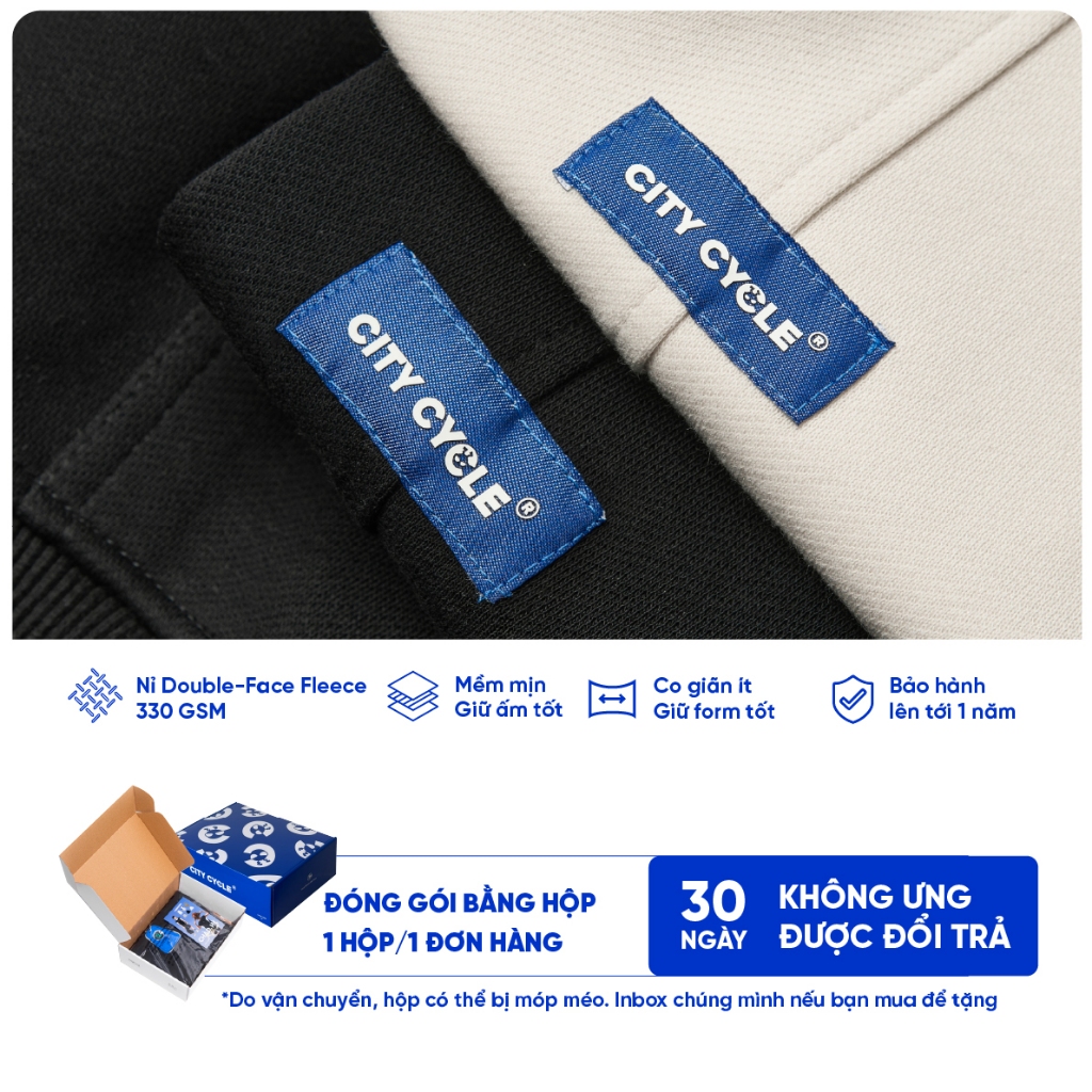 Áo khoác hoodie zip nam nữ mũ 2 lớp boxy Local Brand Chính Hãng City Cycle Áo Khoác Hoodie zip On My Way