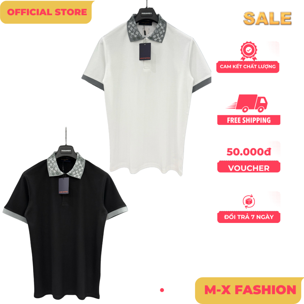 ÁO polo nam cổ tròn họa tiết tay ngắn phong cách trẻ trung chuẩn from