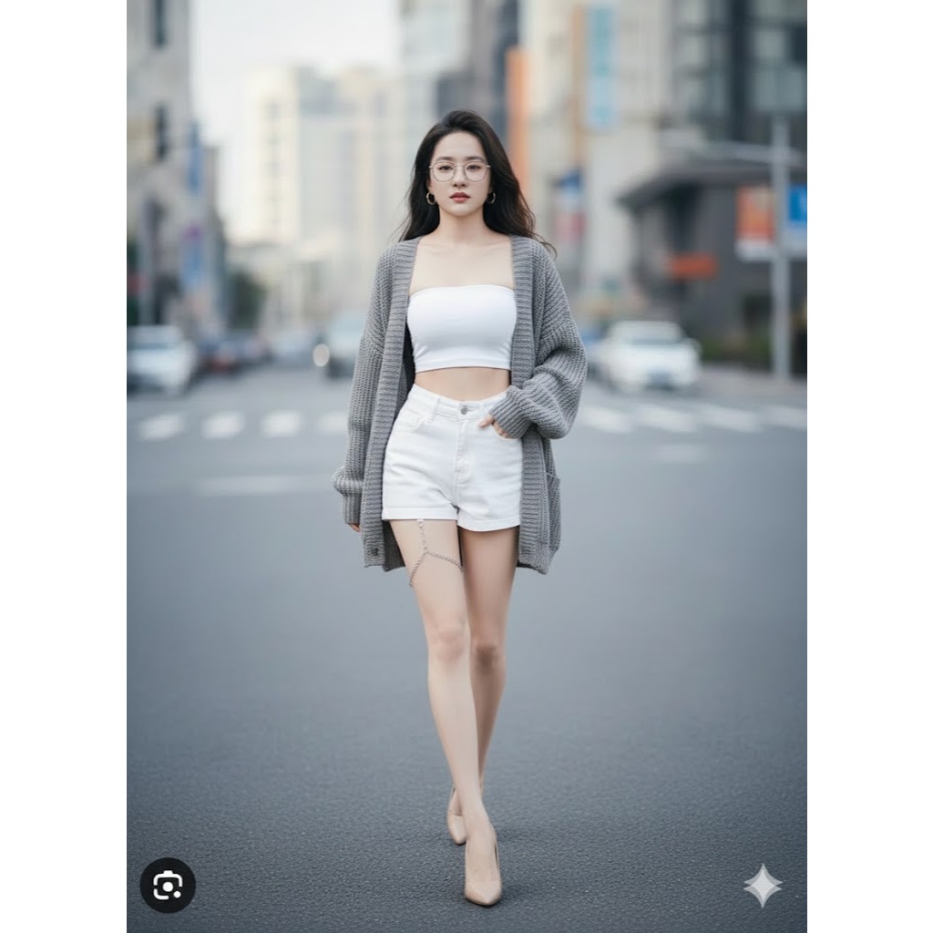 Áo Khoác Len Dệt Kim Cardigan Dáng Rộng Cổ Chữ V Phiên Bản Hàn Quốc 2025