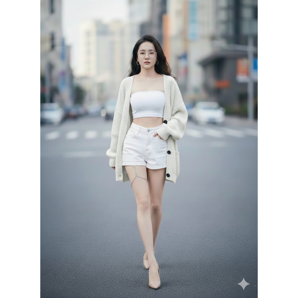 Áo Khoác Len Dệt Kim Cardigan Dáng Rộng Cổ Chữ V Phiên Bản Hàn Quốc 2025