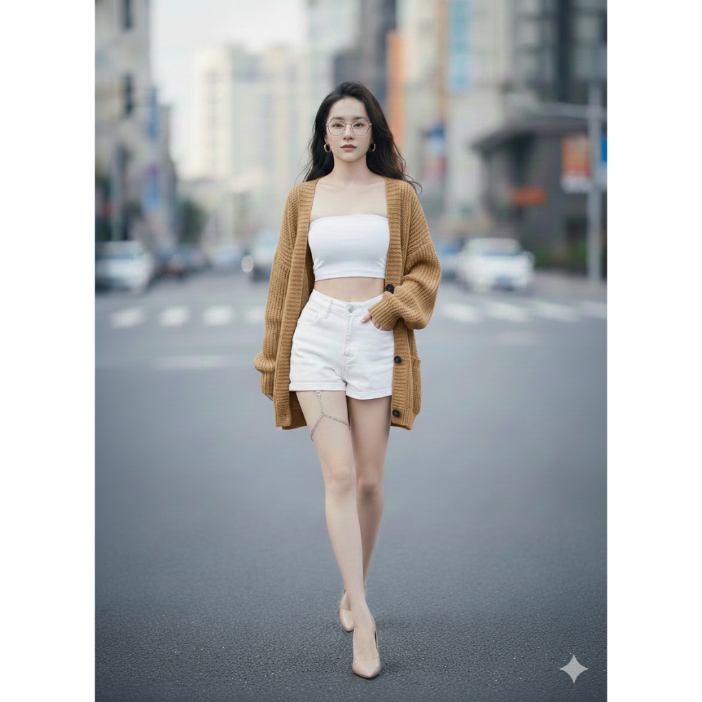 Áo Khoác Len Dệt Kim Cardigan Dáng Rộng Cổ Chữ V Phiên Bản Hàn Quốc 2025