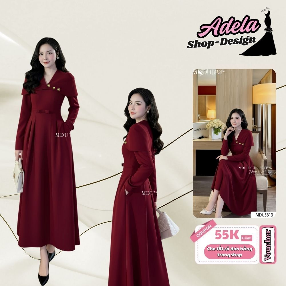 Váy Tiểu Thư ADELA DESIGN Váy Liền Gold Nhật Dáng Xòe MDU5813