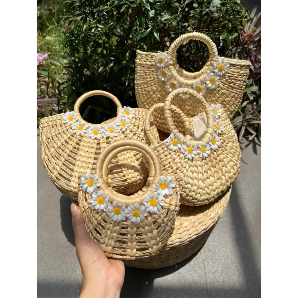 Túi cói túi lục bình xinh xắn cho Mẹ và bé phong cách Vintage đi biển, chụp ảnh decor, kiểu dáng siêu đẹp