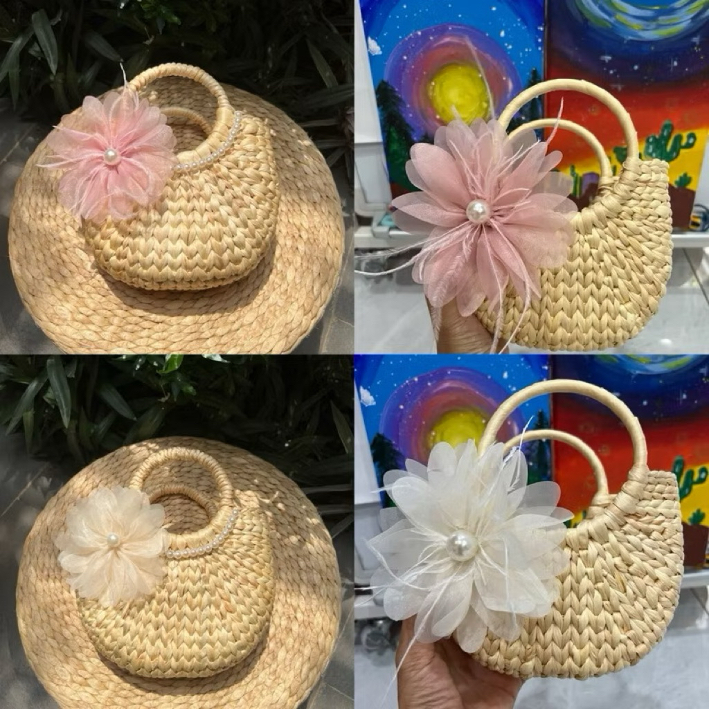 Túi cói túi lục bình xinh xắn cho Mẹ và bé phong cách Vintage đi biển, chụp ảnh decor, kiểu dáng siêu đẹp