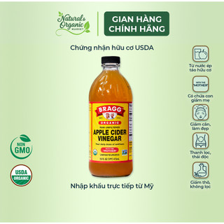 Giấm Táo Hữu Cơ Bragg Thanh Lọc Tự Nhiên, Hỗ Trợ Tiêu Hóa, Nấu Ăn, Pha Thức Uống – Natural Market