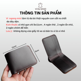 Ví Ngang mini GADO, Da Bò Sáp - thương hiệu Ví Da SAGO (SG02)