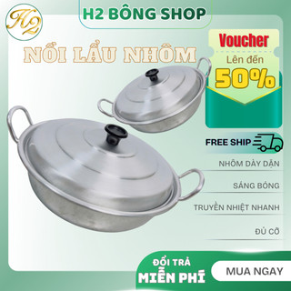 Nồi lẩu nhôm kèm nắp, nồi nhôm đáy bằng