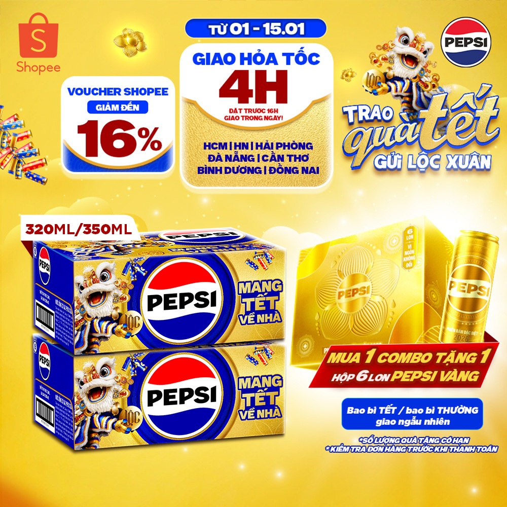 [SALE TẾT] Combo 2 Thùng 24 Lon Pepsi (320ml/lon hoặc 350ml/lon)