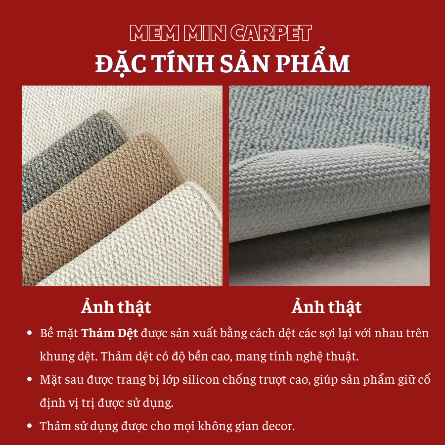 (TH111) Thảm chân dệt Memmincarpet basic siêu hot ,chống trơn trượt, thấm hút siêu nhanh, không ẩm mốc