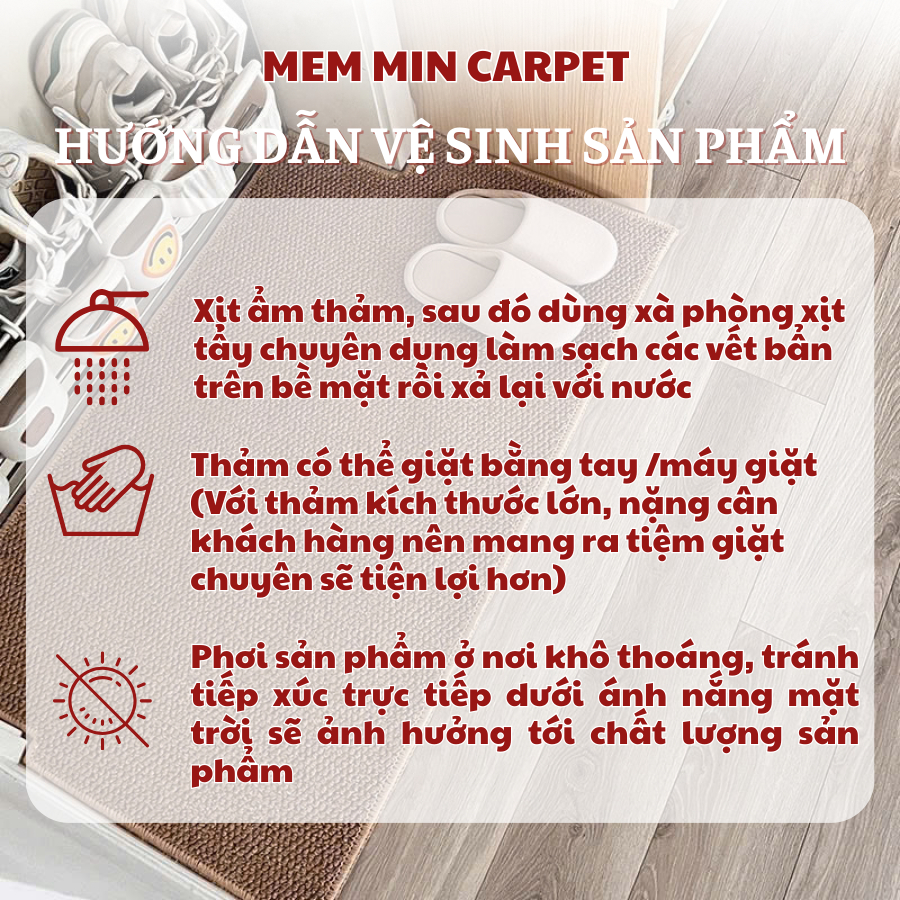 (TH111) Thảm chân dệt Memmincarpet basic siêu hot ,chống trơn trượt, thấm hút siêu nhanh, không ẩm mốc