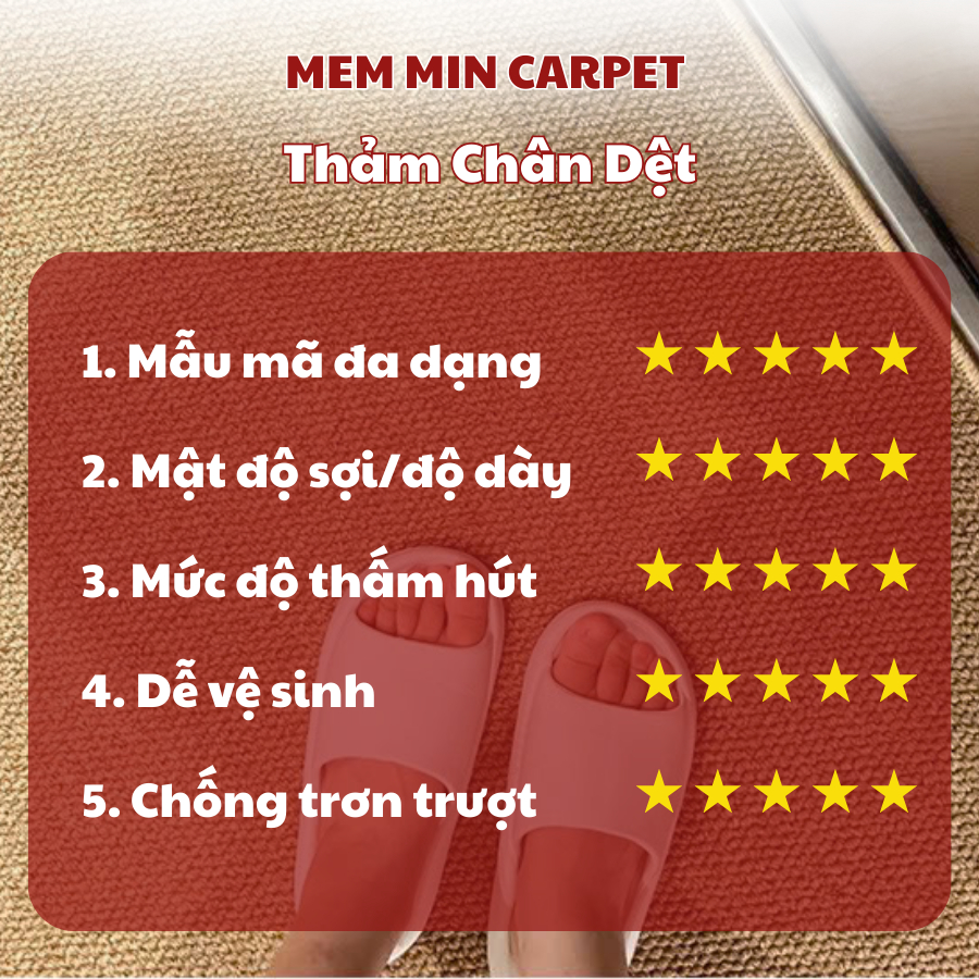 (TH111) Thảm chân dệt Memmincarpet basic siêu hot ,chống trơn trượt, thấm hút siêu nhanh, không ẩm mốc