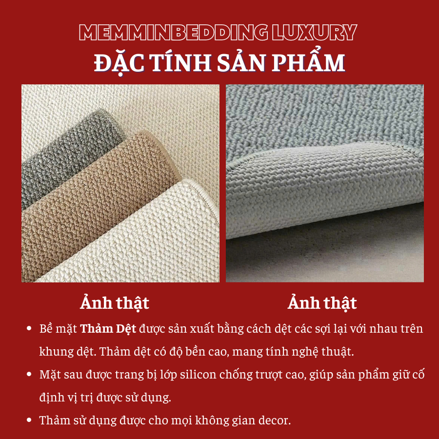 (TH111) Thảm chân dệt Memminbedding Luxury basic siêu hot ,chống trơn trượt, thấm hút siêu nhanh, không ẩm mốc
