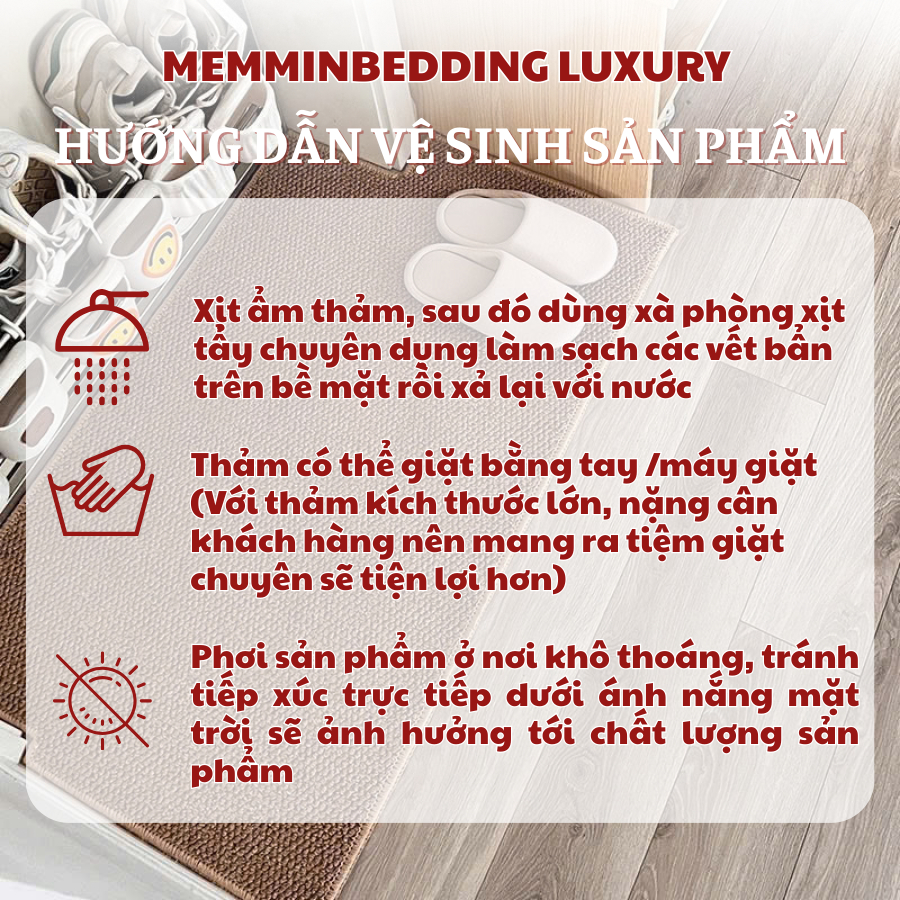 (TH111) Thảm chân dệt Memminbedding Luxury basic siêu hot ,chống trơn trượt, thấm hút siêu nhanh, không ẩm mốc