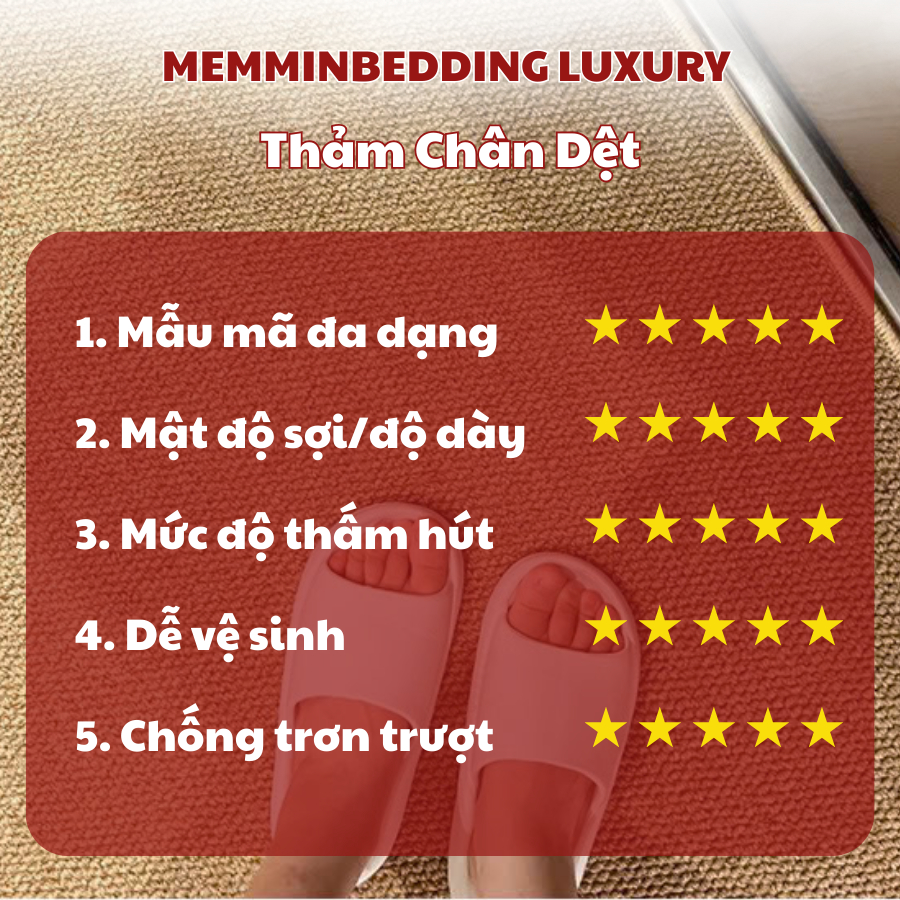 (TH111) Thảm chân dệt Memminbedding Luxury basic siêu hot ,chống trơn trượt, thấm hút siêu nhanh, không ẩm mốc