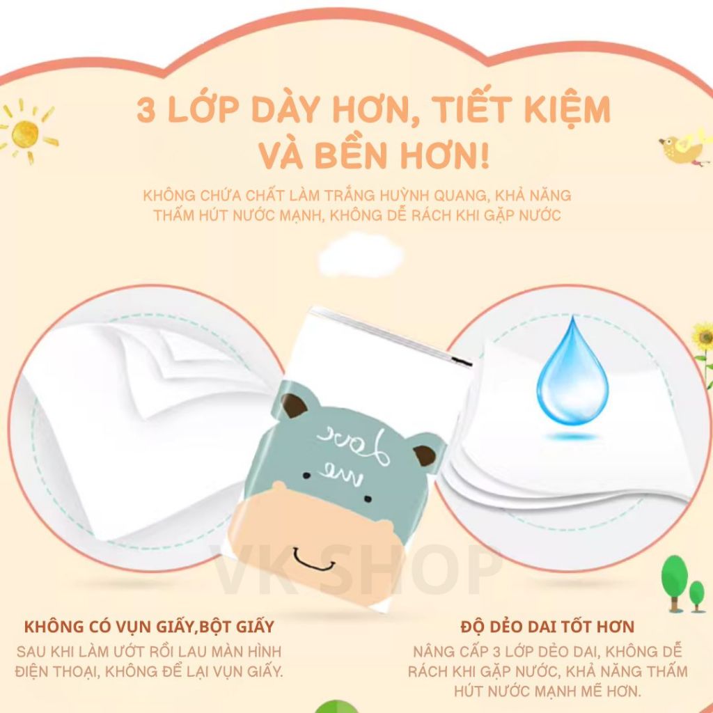 Khăn Giấy Mini Bỏ Túi Bịch 8 Tờ – Giấy Mềm Mịn, Không Bụi – Phù Hợp Đi Học, Đi Làm, Du Lịch