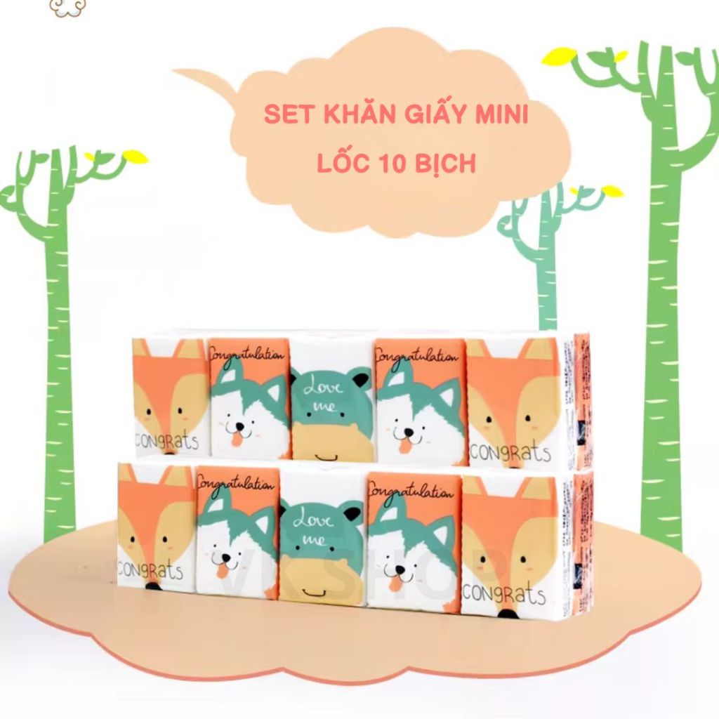 Khăn Giấy Mini Bỏ Túi Bịch 8 Tờ – Giấy Mềm Mịn, Không Bụi – Phù Hợp Đi Học, Đi Làm, Du Lịch