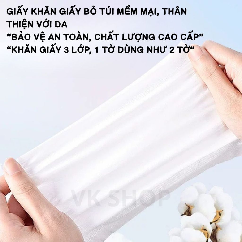 Khăn Giấy Mini Bỏ Túi Bịch 8 Tờ – Giấy Mềm Mịn, Không Bụi – Phù Hợp Đi Học, Đi Làm, Du Lịch