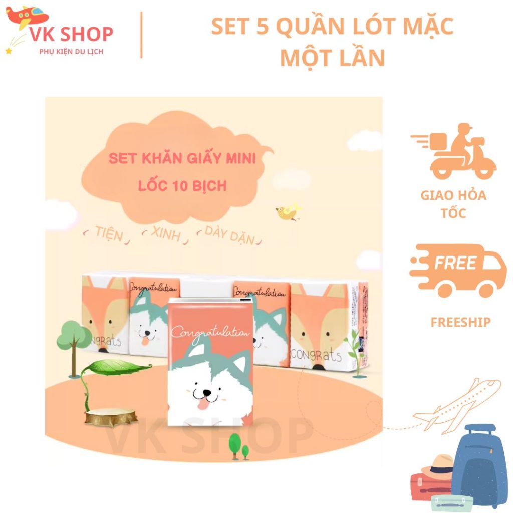 Khăn Giấy Mini Bỏ Túi Bịch 8 Tờ – Giấy Mềm Mịn, Không Bụi – Phù Hợp Đi Học, Đi Làm, Du Lịch