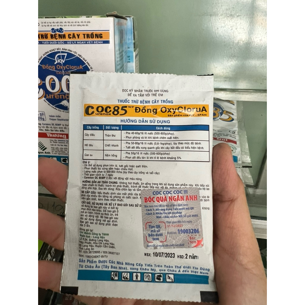 COC85 hiệu Tân Qui quản lý bệnh chết nhanh hồ tiêu, thán thư, nấm hồng gói 20g