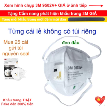 Khẩu trang 3M 9502V+ N95 có van thở đeo đầu chống ô nhiễm lọc 95% bụi mịn PM2.5 phòng dịch bảo hộ lao động