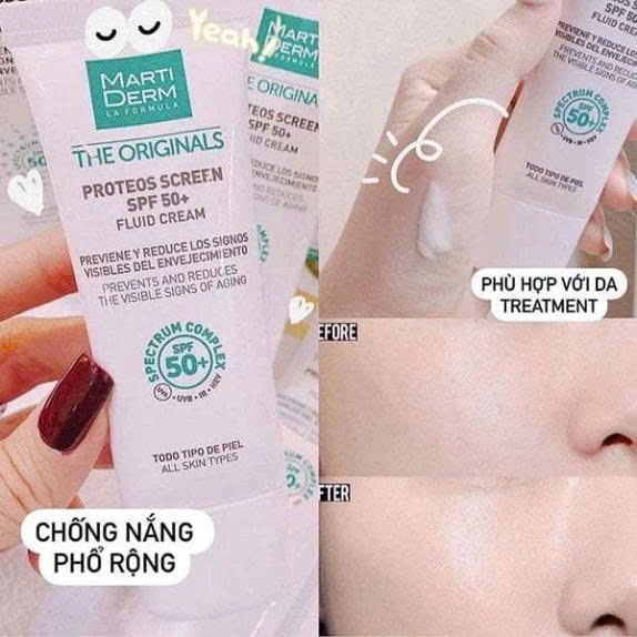 Kem Chống Nắng MartiDerm Phổ Rộng Bảo Vệ Toàn Diện 40ml The Originals Proteos Screen SPF50+ Fluid Cream