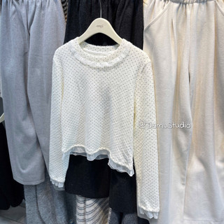 Áo Len Lông Thỏ Viền Ren Bèo Cổ Xinh Xắn Vintage Hàn Quốc Trenddy Trẻ Trung Ngọt Ngào QCCCl1 (Ảnh Thật)|Dami.Studio
