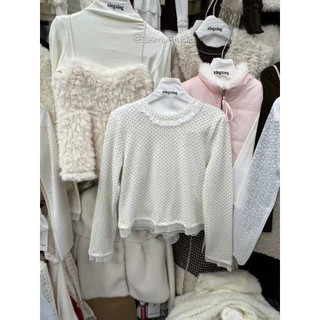 Áo Len Lông Thỏ Viền Ren Bèo Cổ Xinh Xắn Vintage Hàn Quốc Trenddy Trẻ Trung Ngọt Ngào QCCCl1 (Ảnh Thật)|Dami.Studio
