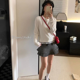 Áo Len Lông Thỏ Viền Ren Bèo Cổ Xinh Xắn Vintage Hàn Quốc Trenddy Trẻ Trung Ngọt Ngào QCCCl1 (Ảnh Thật)|Dami.Studio