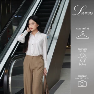 LABAVISTA Áo sơ mi nữ vải mềm mại xếp ly phom cơ bản thanh lịch công sở hiện đại